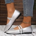thumbnail image 4 of HAJWOH Mary Jane Shoes Women New Slip on Dressy Flats Shoes for Women Non-Slip Fashion Flats for Work Office Casual Silver 38, 4 of 4