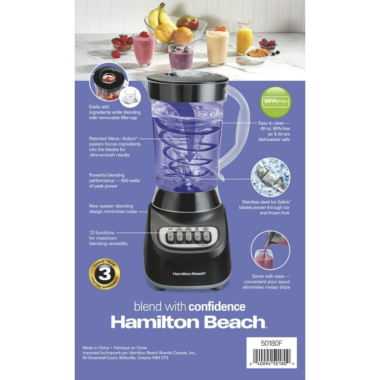 Dropship Hamilton Beach Smoothie Blender, 48 Oz Jar, 12 Blending Functions,  Black, 50180 to Sell Online at a Lower Price