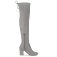 thumbnail image 3 of BLISSFUL STEP Women's Boots Round Toe Block Heel Over Knee High Faux Suede Boots Grey 8.5, 3 of 7