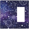 thumbnail image 1 of NICKSUN Galaxy Space Purple Combination Wall Plate, 2 Gang 1 Blank 1 Rocker Outlet Cover Decorative Switch Plate for Office Home Decor, 4.5 x 4.5 Inch, 1 of 7