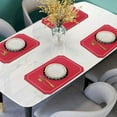 thumbnail image 4 of Durable Faux Leather Placemats with Gold Trim Dark Green Placemats and Coasters Set of 6 Large Rectangular Table Mats Heat Resistant and Easy to Clean, 4 of 6