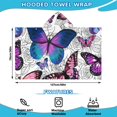 thumbnail image 2 of Purple Butterfly Rose Pattern Hooded Bath Towel，50"x30" for Ages 3 To 12 Kids, Quick Dry Lightweight Soft Microfiber Hood Beach Towel Cover Up for Kids, 2 of 7