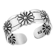 AERAVIDA Simply Adorable Flower Accented Sterling Silver Toe or Pinky Ring