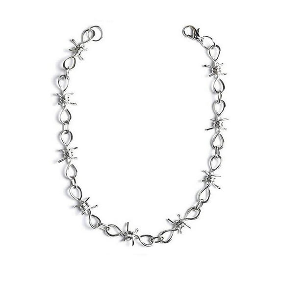 Collar Gótico de Alambre de Metal y Espinas Universal Hombres Mujeres Punk Collares de Púas Colgantes