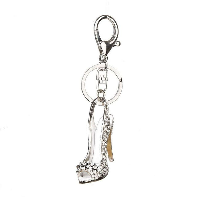 High Heel Shoe Keychain Rhinestone Crystal Purse Car Key Chain Gift Girl Bag Decorative Alloy Keyring