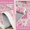 thumbnail image 4 of Macgace 8x10 Washable Rugs for Living Room, Faux Wool Vintage Rug for Bedroom Dining Room, Low Pile Soft Boho Floor Covering Carpet Retro Distressed Medallion Mat Traditional Interiors, Pink, 4 of 8