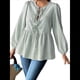 thumbnail image 3 of Blusa Holgada con Cuello en V y Mangas Abullonadas con Cordones para Mujer, Estilo Y2K, Ropa de Verano. Verde XXL, 3 of 8