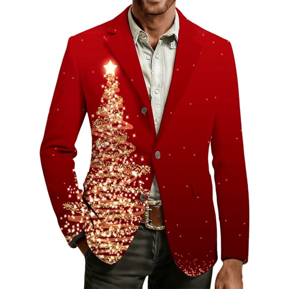 Christmas blazer for men Corduroy Sport Coat With Festive Print Notch Lapel Design For Holiday Parties And Formal Events Comfortable Stretch Fit Modern Slim Cut