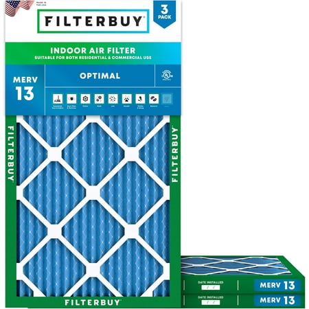 

Filterbuy 12.5x24x1 MERV 13 Pleated HVAC AC Furnace Air Filters (3-Pack)