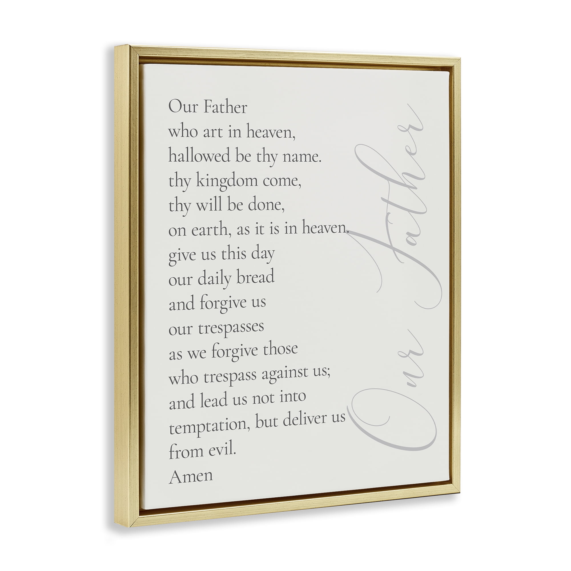 Stupell Industries Our Father Prayer Religious Painting Gold Floater Framed Art Print Wall Art, 17 x 21