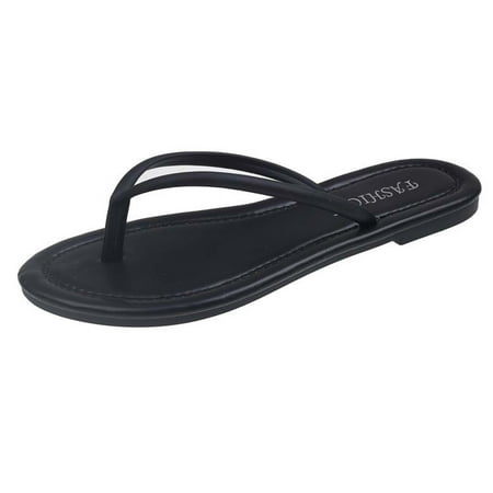

Womens Summer Flip-flops Slippers Home Solid Color Flat Bottom Slippers Fashion Casual Beach Slippers