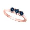 thumbnail image 2 of Aonejewelry 0.50 Ct. Ttw Blue Diamond Three Stone Ring In 10K Rose Gold, 2 of 4