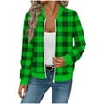 thumbnail image 3 of LWITHSZG Womens Bomber Jacket Christmas Fall Winter Fashion Waffle Plaid Jackets Long Sleeve Going Out Tops Full Zip up Coat with&nbsp;Pockets Size XL, 3 of 6