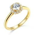 thumbnail image 2 of Wellingsale Ladies Solid 14k Yellow Gold Polished CZ Cubic Zirconia Round Cut Halo Engagement Ring - Size 4.5, 2 of 6