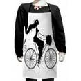 thumbnail image 1 of Black and White Kids Apron, Young Woman Silhouette with a Bouquet of Spring Flowers Cycling Bridal, Boys Girls Apron Bib with Adjustable Ties for Cooking Baking Painting, Black and White, by Ambesonne, 1 of 2