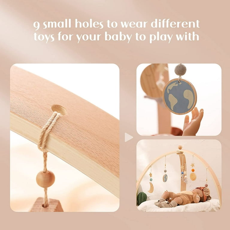 funny supply Wooden Baby Gym with 6 Gym Toys Foldable Baby Play Gym Frame  Activi