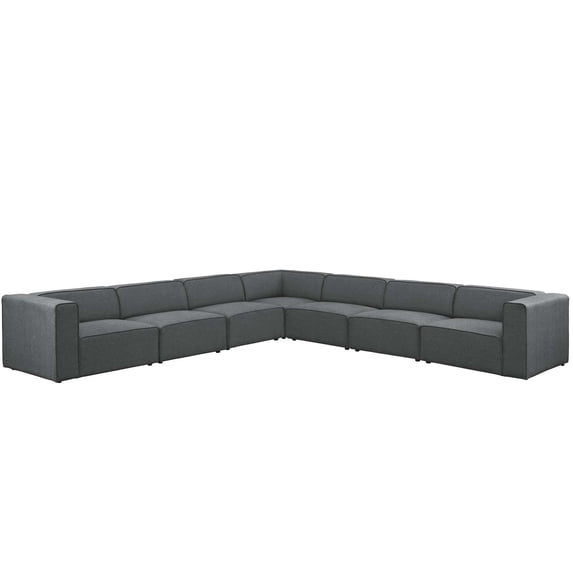 Modern Contemporary Urban Design Living Room Lounge Club Lobby Sectional Sofa Set, Fabric, Grey Gray