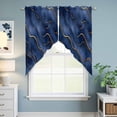 thumbnail image 6 of Navy Blue Marble Kitchen Window Curtains, Swag Curtains Valance for Bedroom Living Room Bathroom, Modern Golden Geometric Art Rod Pocket Window Treatment Curtain Block Drapes 2 Panels 36"x36", 6 of 9