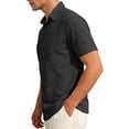thumbnail image 3 of GrmtClth Shirts for Men 2026 Loose Fit Collared Tops Comfortable Short Sleeve Polo Shirts Fashion Button Down Tee with Pocket Black 2XL, 3 of 4
