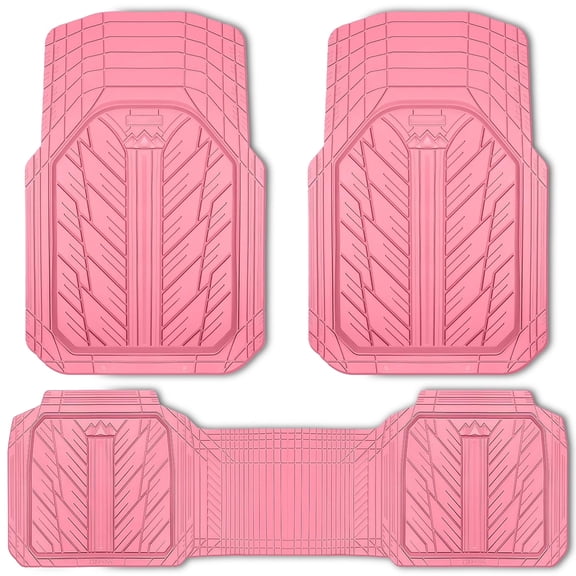 CAR GRAND Heavy Rubber Car Floor Mats, Deep Waterproof Car Mats All Weather, Universal Trim-to Fit Automotive Floor Mats for Car SUV Truck Van, Durable Floor Liners All Pink