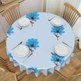 thumbnail image 1 of ZNDUO Blue Blooming Flower Pattern Round Tablecloth, Anti-fouling and Anti-wrinkle Washable Polyester Table Cloth, 60 inch, 1 of 8