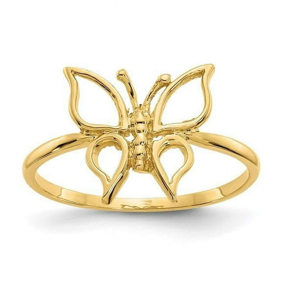 Finest Gold 14K Yellow Gold Polished Butterfly Ring - Size 7