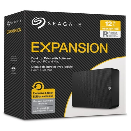 Seagate - Expansion 12TB External USB 3.0 Portable Hard Drive with Rescue Data Recovery Services - Black