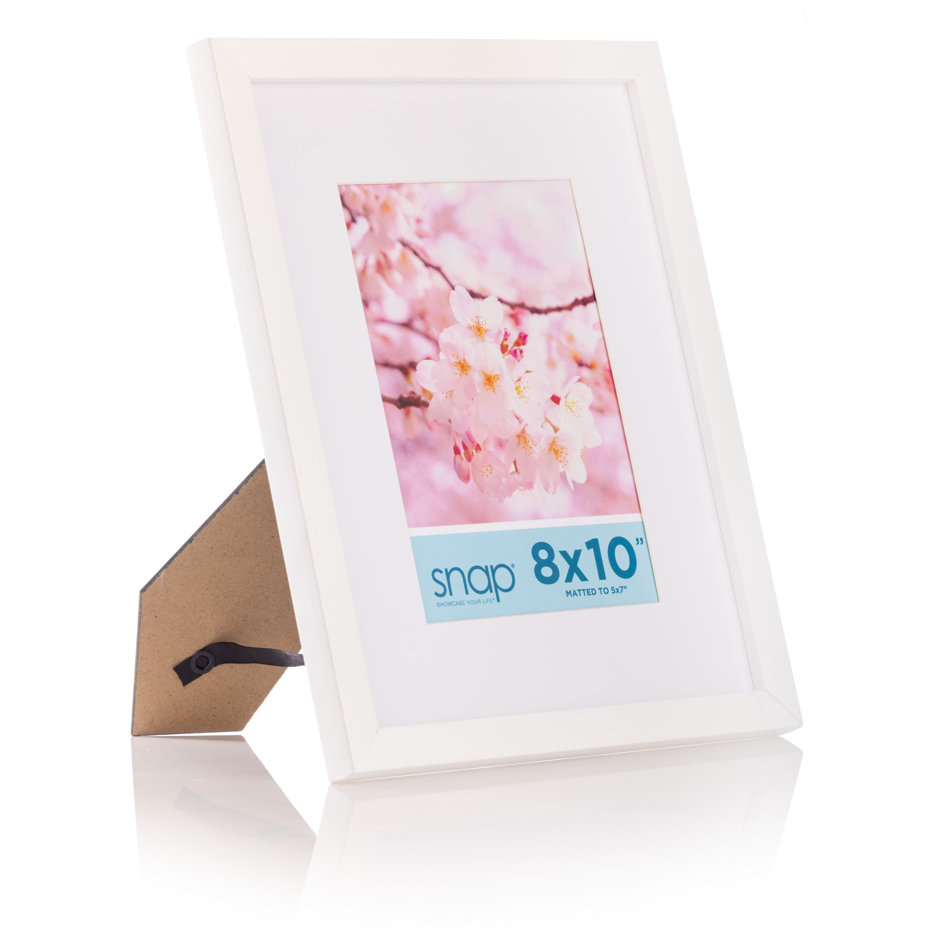 Snap White Matted Picture Frame with Single White Mat and Glass Front, Tabletop or Wall Mount Display, 6" x 8" for 4" x 6" Photo, 1-Pack