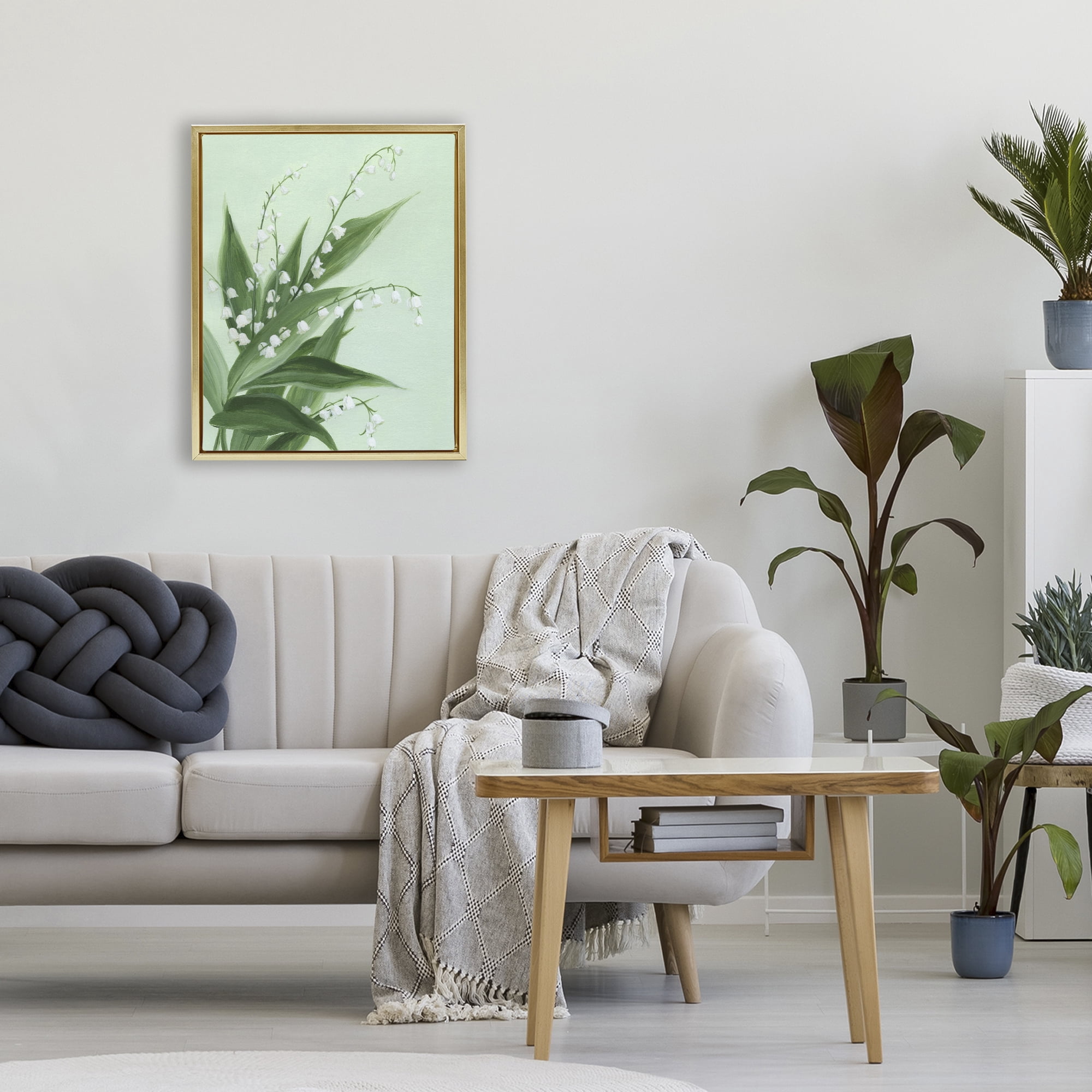 Stupell Industries Verdant Lily Of Valley Gold Framed Floater Canvas Wall Art, design by Grace Popp