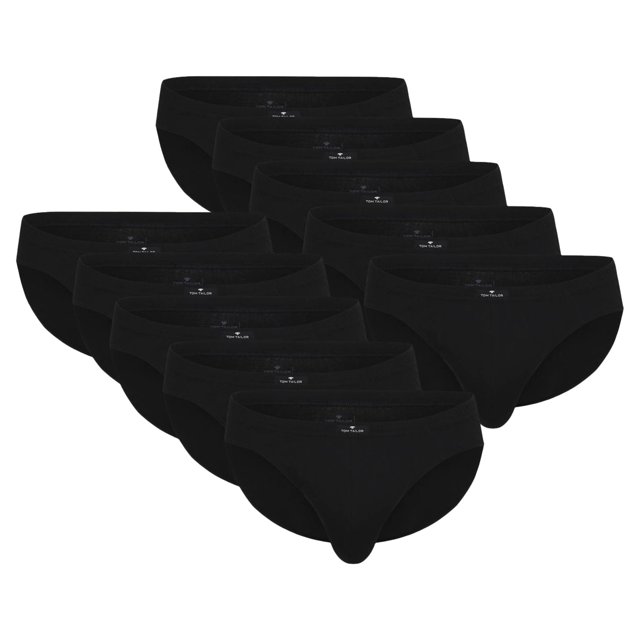 TOM TAILOR Men's Brief, paquete de 10 - Mini Brief, Básico, simple Negro M (Medium)
