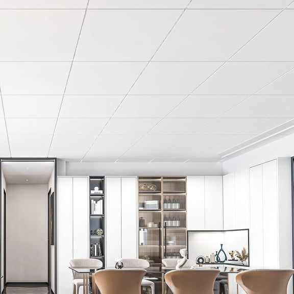 12-Pack Smooth Drop Ceiling Tile 2ft x 2ft - Fire-Rated, Waterproof, Reusable - Premium PVC, No Sag and Breakage - Cover 48 Sq. Ft, White
