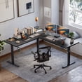 thumbnail image 2 of 62.9 Inch L-Shaped Standing Desk, Large Electric Height Adjustable Ergonomic Home Office Computer Desk with 3 Memory Buttons and Cable Management, Corner Desk for Home & Office Workstations, Black, 2 of 9