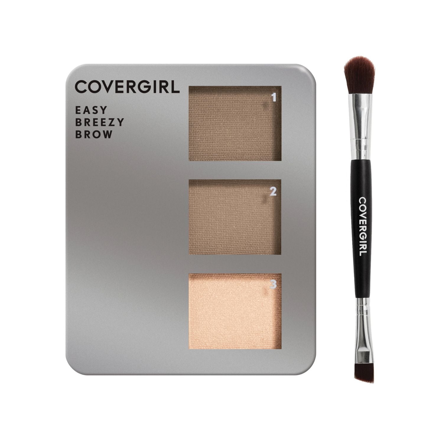 COVERGIRL Easy Breezy Brow Powder Kit, three shades brow definer, professional double-ended angled brush, effortless, 100% Cruelty-Free