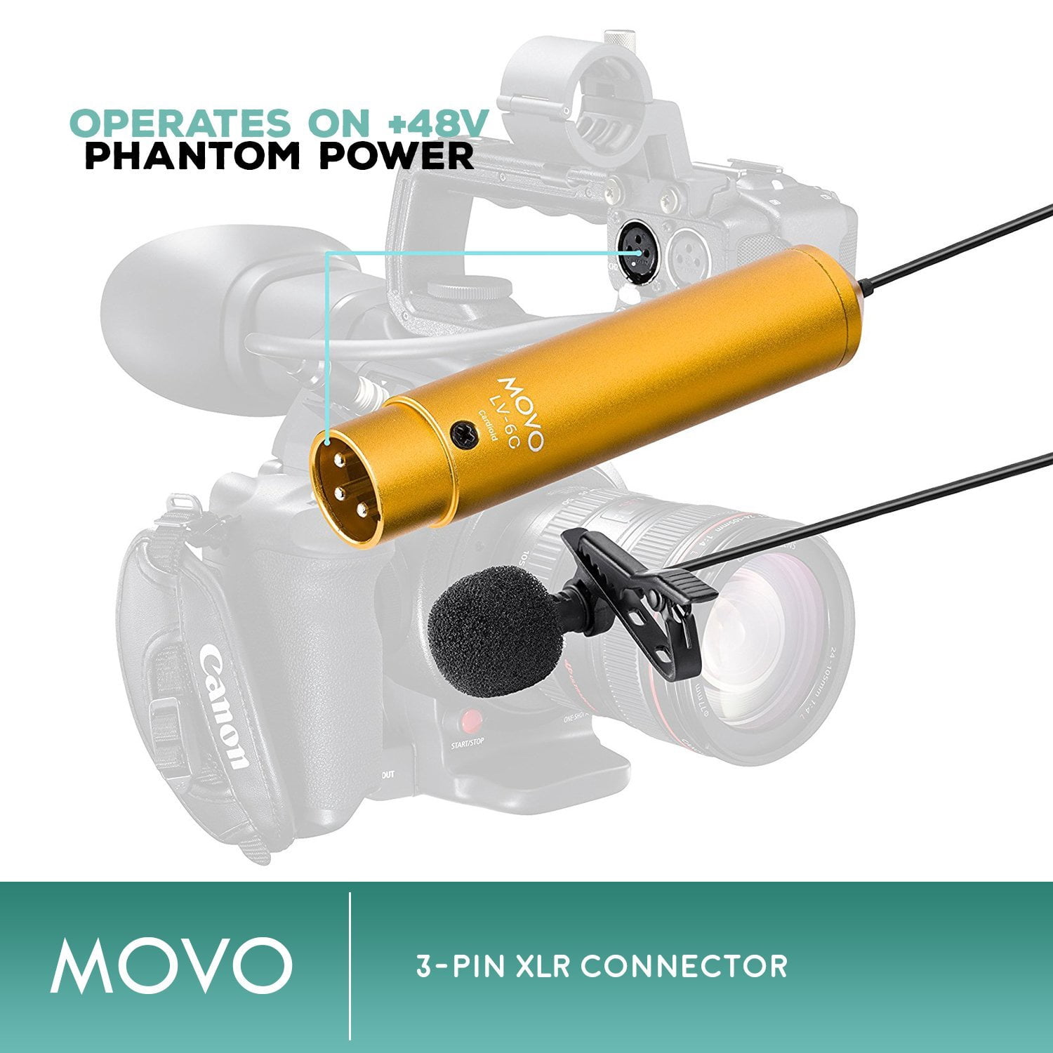 Movo Lv-6 Pro Grade Omnidirectional & Cardioid Xlr Lavalier Condenser Microphone Set [48v Phantom Powered]