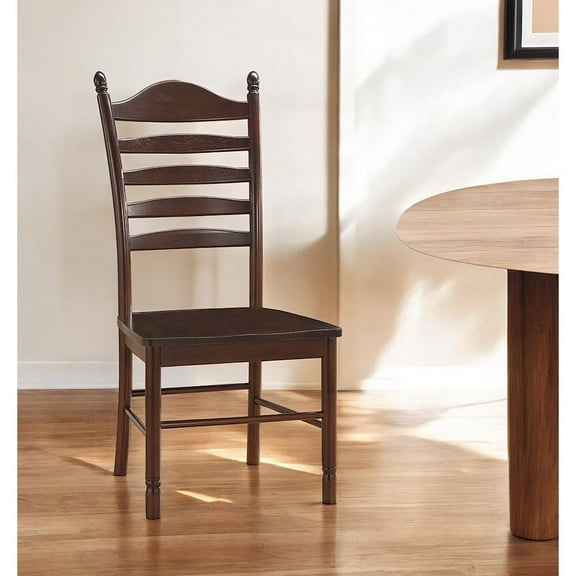 Espresso Wood Ladder Back Dining Side Chair