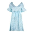 thumbnail image 5 of Ichuanyi Women V-neck Printing Flare Sleeves leisure Time On Vacation Short Sleeves Dress, 5 of 6