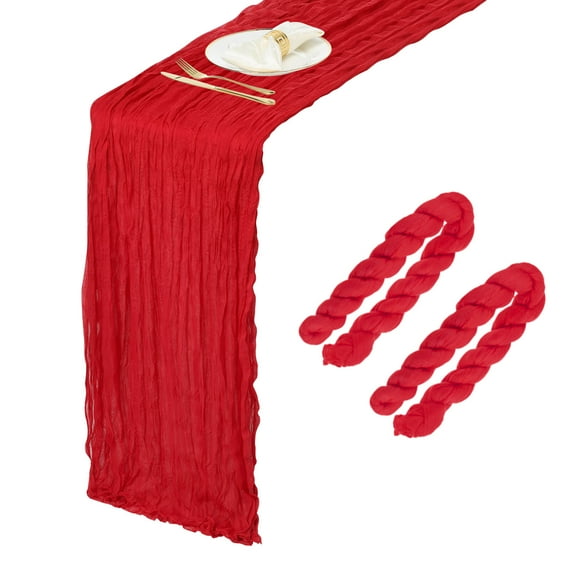 2 Packs Red Cheesecloth Table Runner 35.4" x 118" Rustic Gauze Table Runner for Wedding Party, (10Ft)