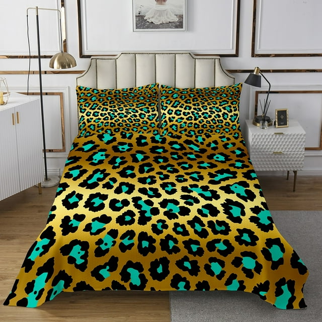 Erosebridal Chic Cheepah Print Coverlet Set Twin, Leopard Bedding Set, Modern Fashion Decor, 2-Piece