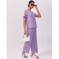 thumbnail image 5 of Pinspark 2 Piece Sets for Women Soft Short Sleeve Tracksuit Wide Leg Pants Lounge Matching Set Travel Summer Outfits, 5 of 6