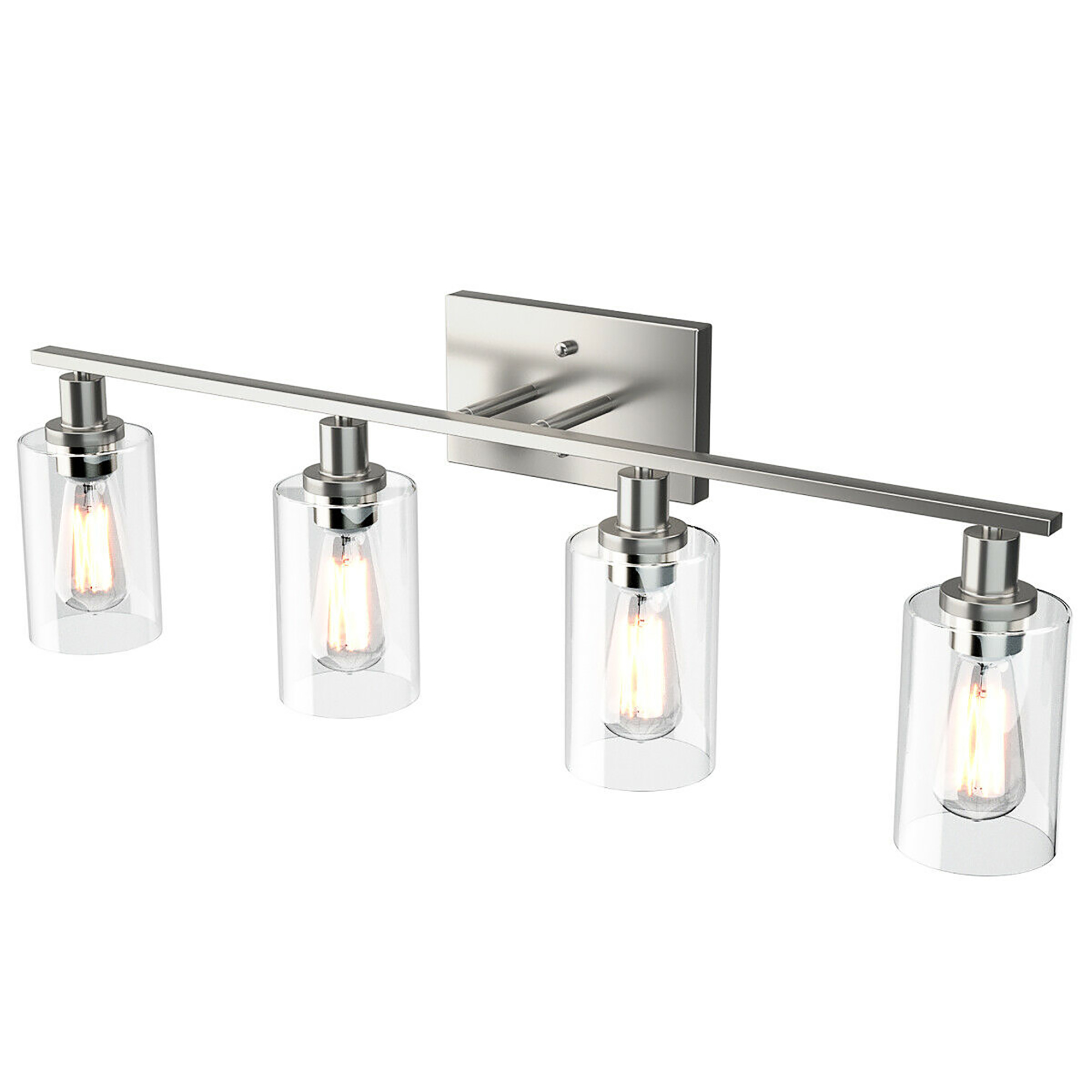 Costway 4-Light Wall Sconce Modern Bathroom Vanity Light Fixtures w/ Clear  Glass Shades