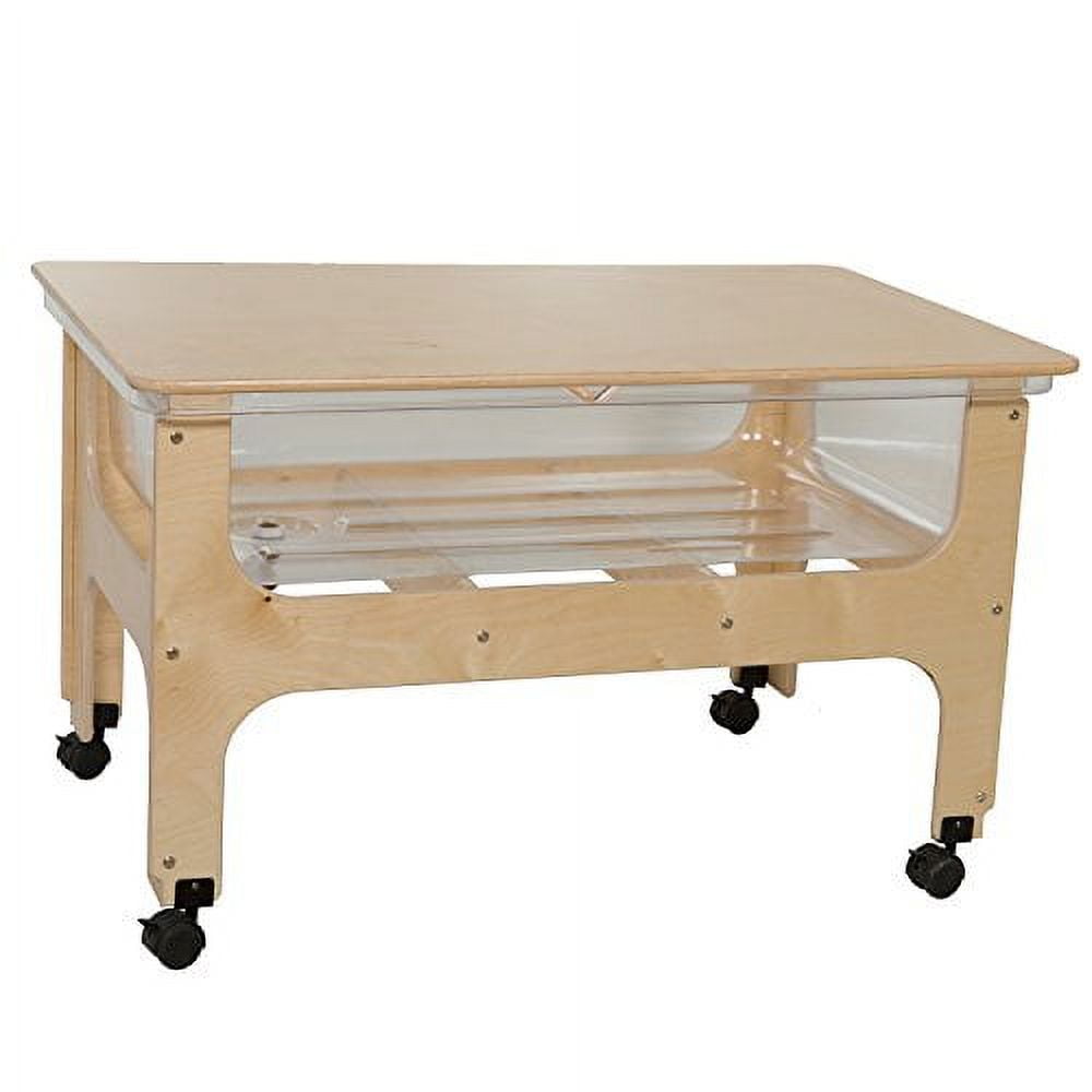 Wood Design Multipurpose Sand & Water Sensory Center with Clear 9" D Tub & Lid, Constructed from 100% Plywood, Activity Table for Kids, Classroom