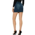 thumbnail image 3 of INSPIRE CHIC Women's Denim Skirts Zip Front Slim Fit High Waist Mini Jean Skirt S Blues, 3 of 5