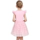 thumbnail image 4 of Vestido de Niña Rosa con Lentejuelas Margaritas Floral Princesa Boda Manga con Volantes Tul 4 Años, 4 of 6