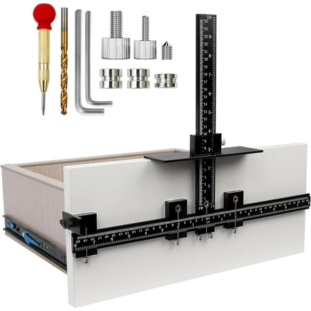 Cabinet Hardware Jig Tool – Adjustable Drill Template for Handles & Pulls on Drawers/Doors | All Aluminum Alloy with Center Punch & Carrying Bag Cabinet Hardware Jig Tool – Adjustable Drill Template for Handles & Pulls on Drawers/Doors | All Aluminum Alloy with Center Punch & Carrying Bag