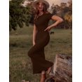 thumbnail image 7 of ZHENWEI Womens Summer Short Sleeve Long Dress Stylish Sexy Bodycon Dress Fishtail Hem Ribbed Maxi Dresses, 7 of 7