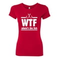 thumbnail image 2 of Where's the Fish WTF Parody | Womens Fishing Slim Fit Junior Tee, Red, Medium, 2 of 4