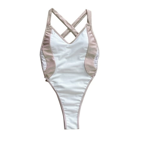 Blphud Bathing Suits for Women Tummy Control Women s Swimsuits for Women Sexy 1 Piece Bathing Suits Backless Swimwear Semi Thong Bikini Bikini One Piece Swimsuit Summer Bathing Suits White M