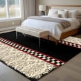 thumbnail image 5 of Shabby Chic Washable Area Rug 8 x 10 ft Traditional Ethic Flowers Black Plaids Casual Retro, Soft Non Slip Rugs Stain Repellent Indoor Felt Carpet for Living Dining Room Bedroom Home Office, 5 of 9