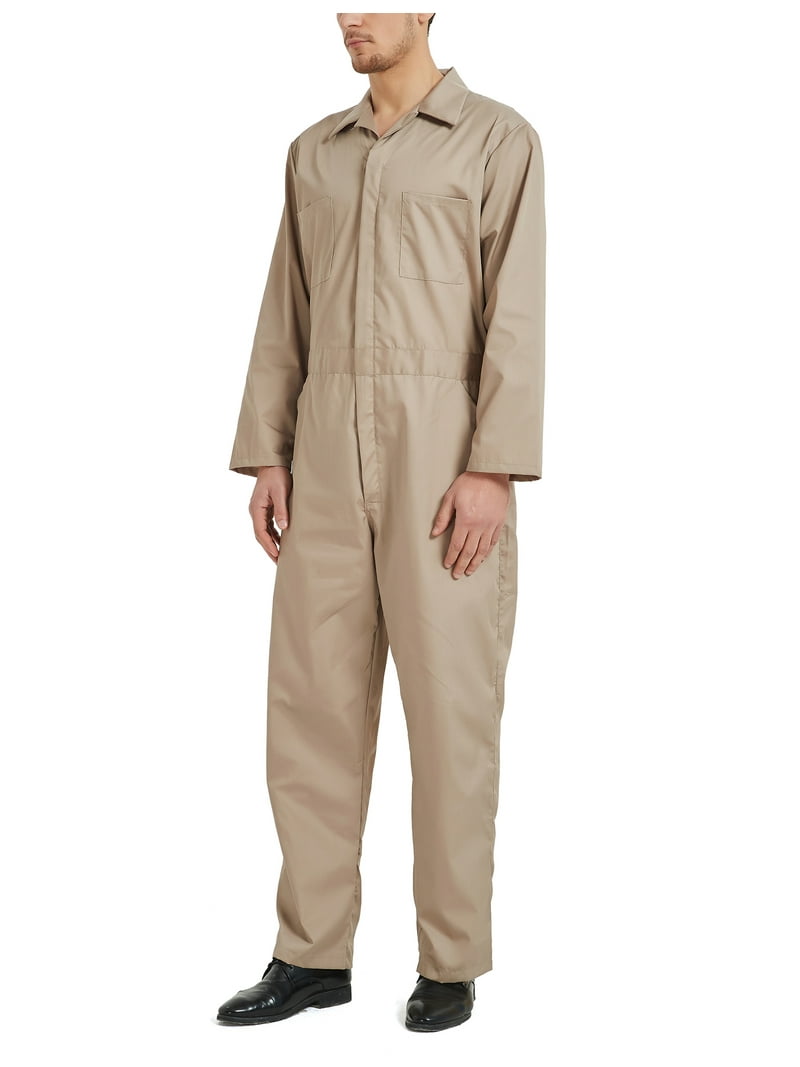 Toptie Men's Long Sleeve Coverall, Snap and Zip-Front, Regular