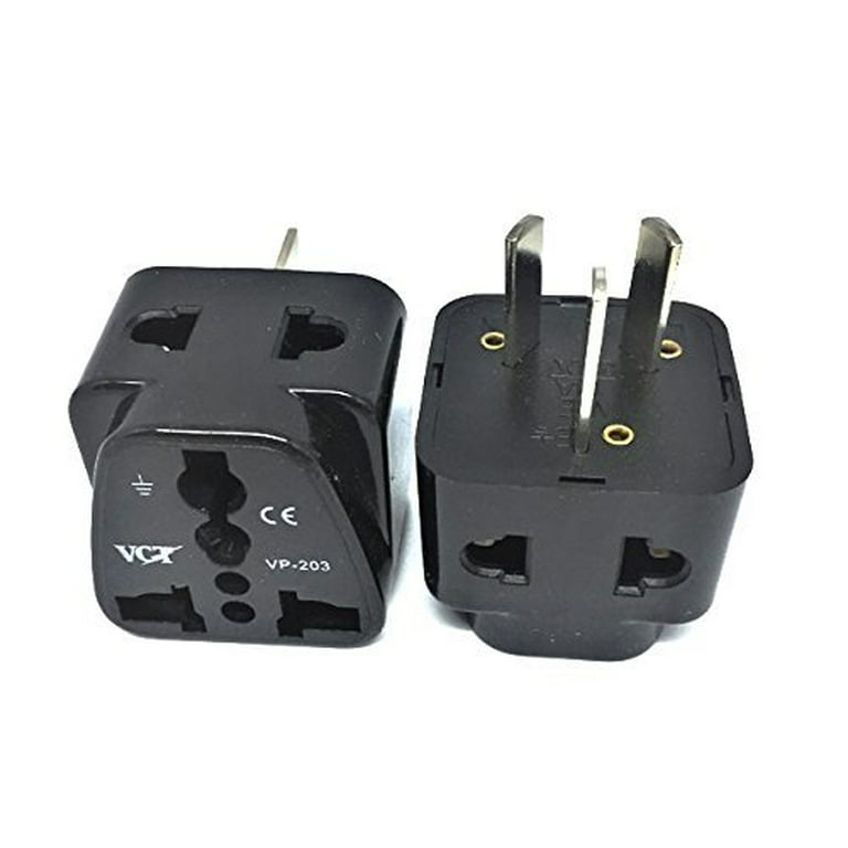 VCT Universal 2 1 USA to Australia, China, Zealand Grounded Plug Adapters(Type I)- 2 Pack -